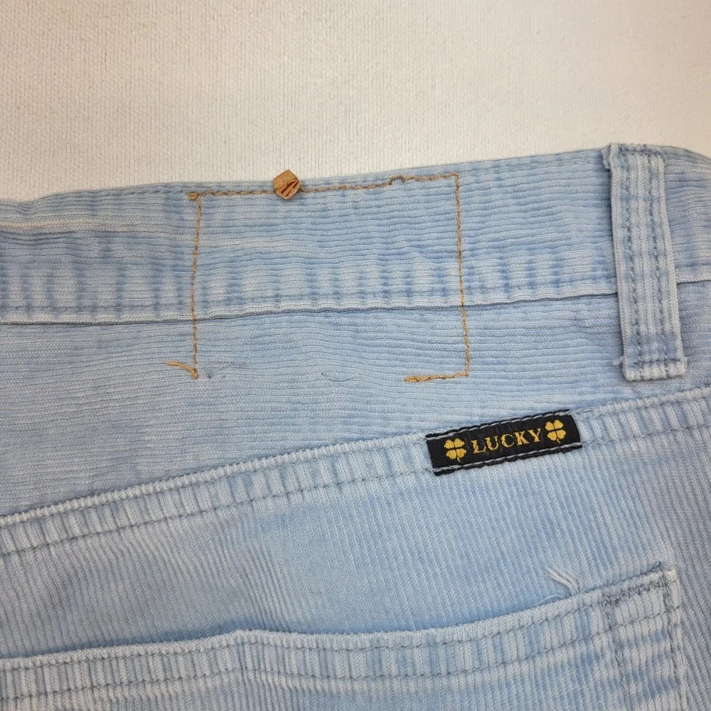 Lucky Brand Corduroy Pants Mens 36 Blue Casual Straight Leg Button Fly